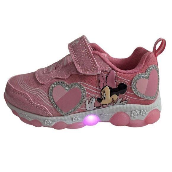 Minnie shoes for girls sneakers with LED light without laces Pink Size 7 (15 cms - Picture 14 of 14